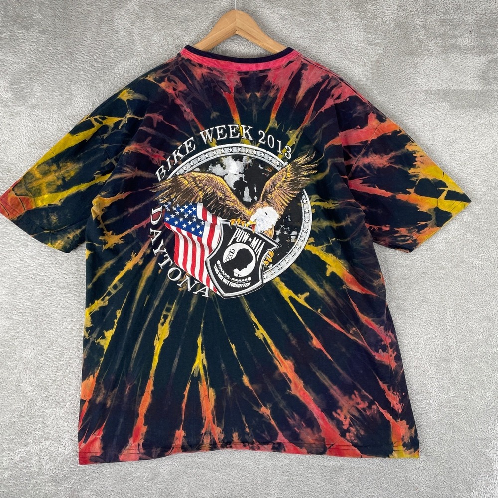 Daytona Bike Week Shirt Mens XL Black Tie Dye Eagle Motorcycle Event 2013 Y2K